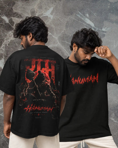 🔥🛕 Hanuman Warrior Plus-Size T-Shirt – Mythology Graphic Tee | 180 GSM Cotton S–7XL | AWBlack