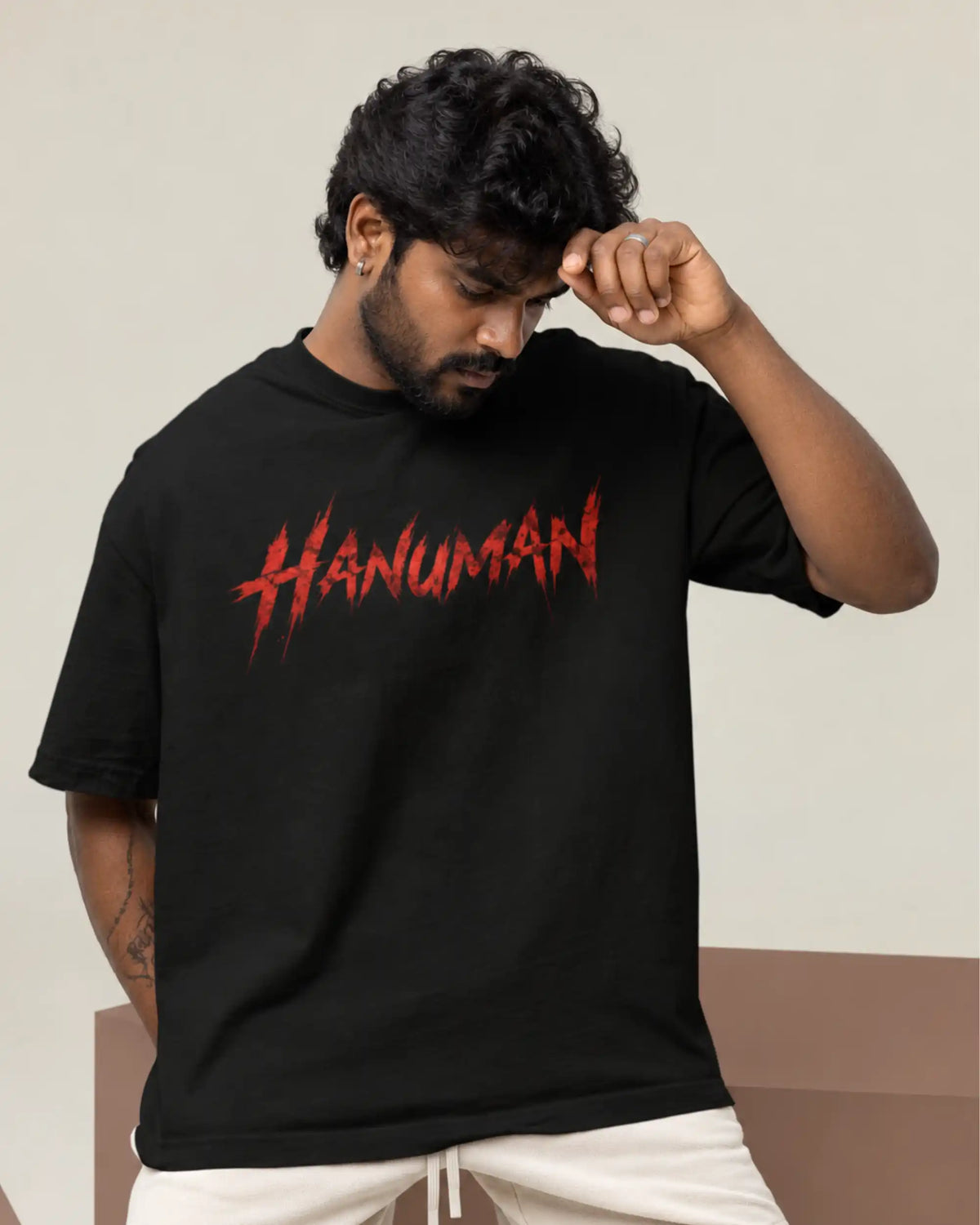 🔥🛕 Hanuman Warrior Plus-Size T-Shirt – Mythology Graphic Tee | 180 GSM Cotton S–7XL | AWBlack