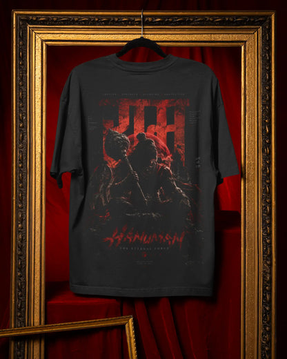 🔥🛕 Hanuman Warrior Plus-Size T-Shirt – Mythology Graphic Tee | 180 GSM Cotton S–7XL | AWBlack