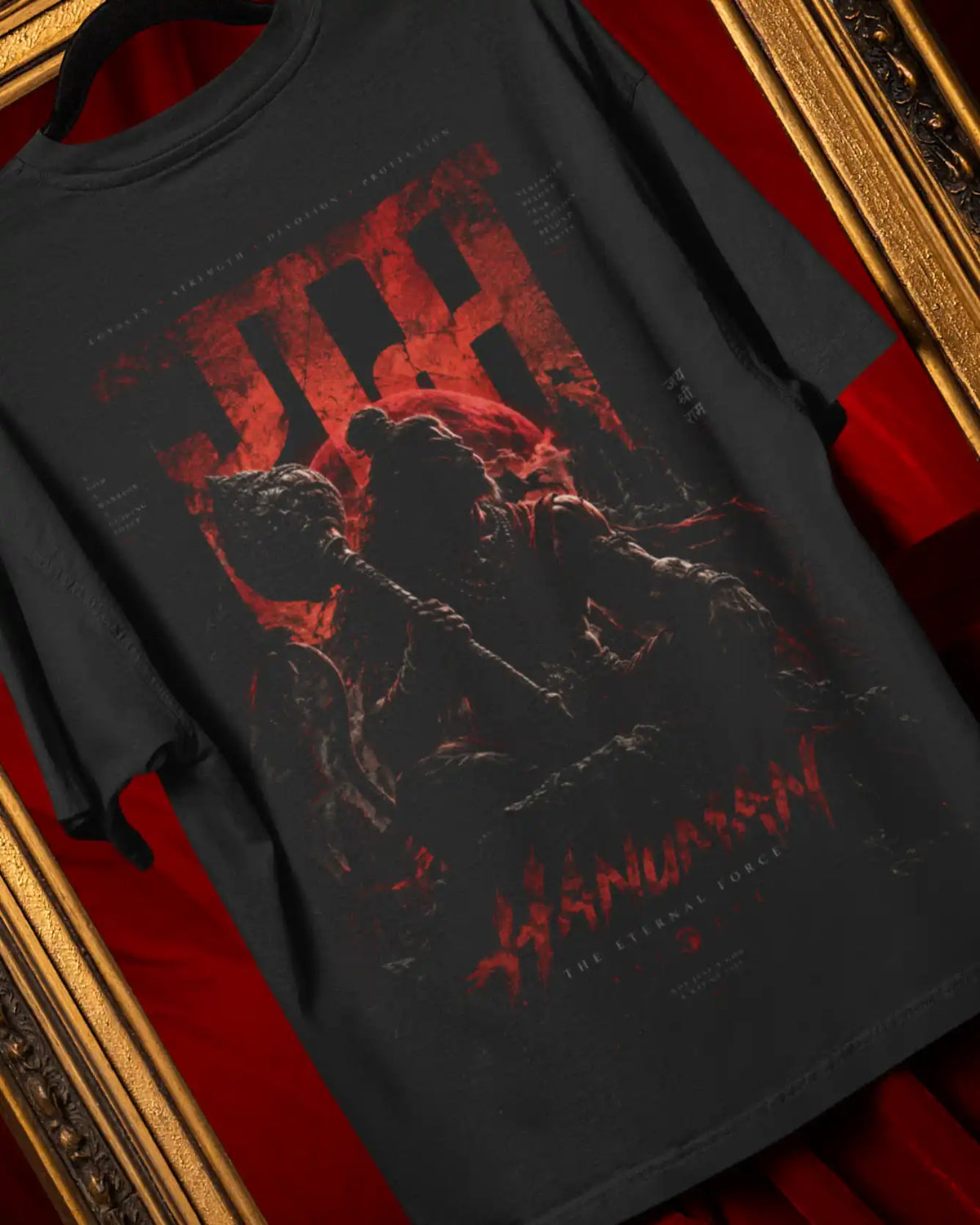 🔥🛕 Hanuman Warrior Plus-Size T-Shirt – Mythology Graphic Tee | 180 GSM Cotton S–7XL | AWBlack