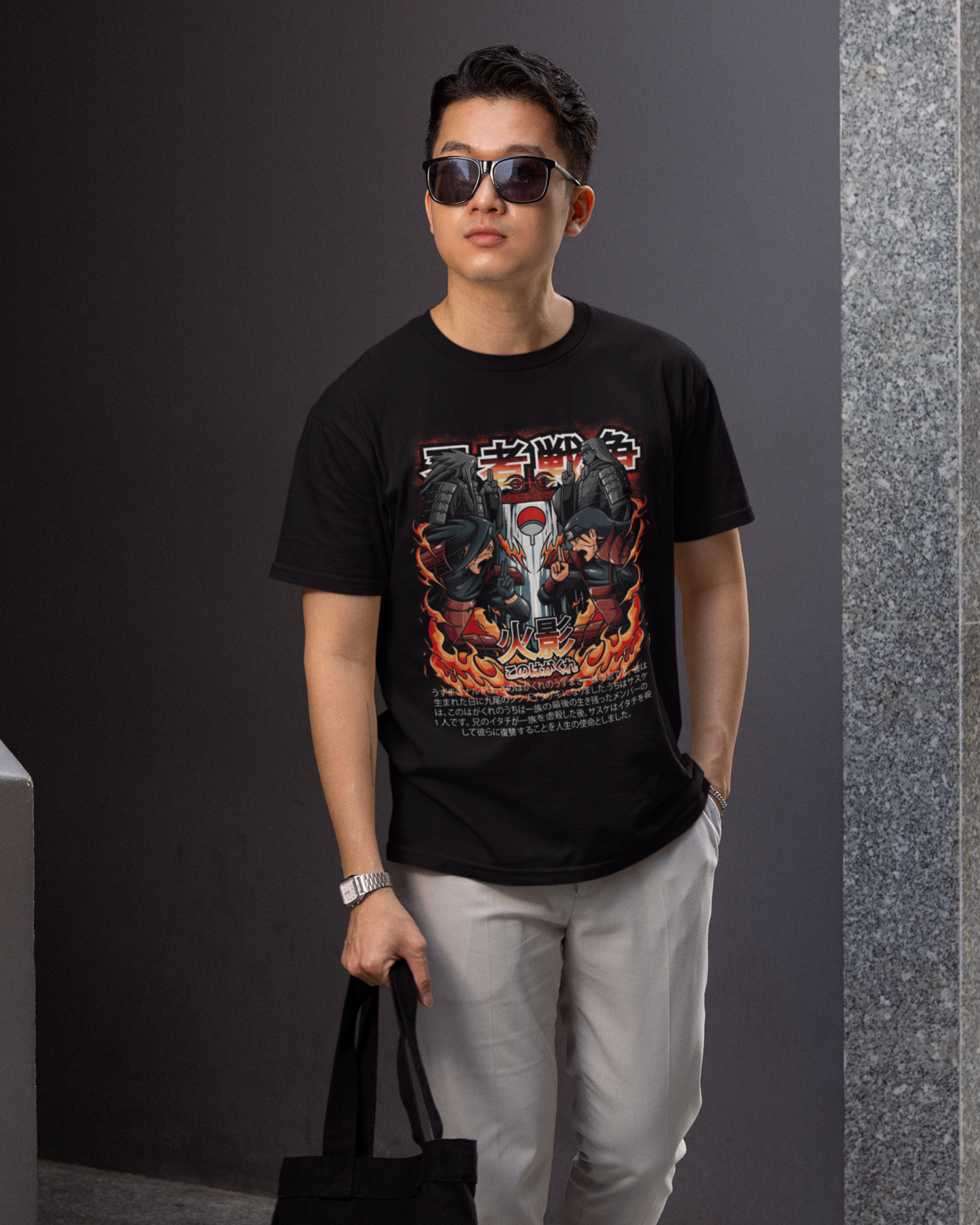 Hashirama vs Madara – Legendary Battle Oversize | Regular Fit | Plus Size Premium Black T-Shirt | S to 7XL