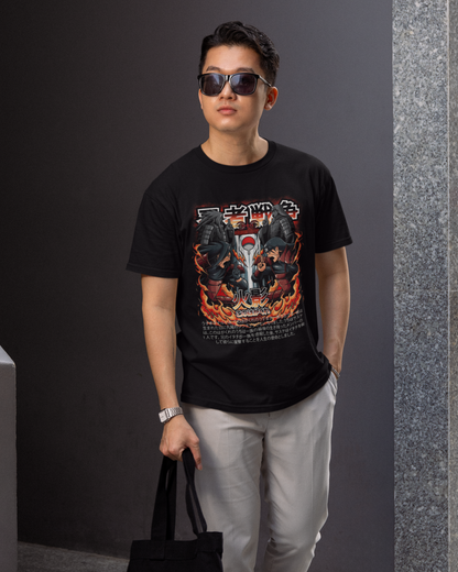 Hashirama vs Madara – Legendary Battle Oversize | Regular Fit | Plus Size Premium Black T-Shirt | S to 7XL