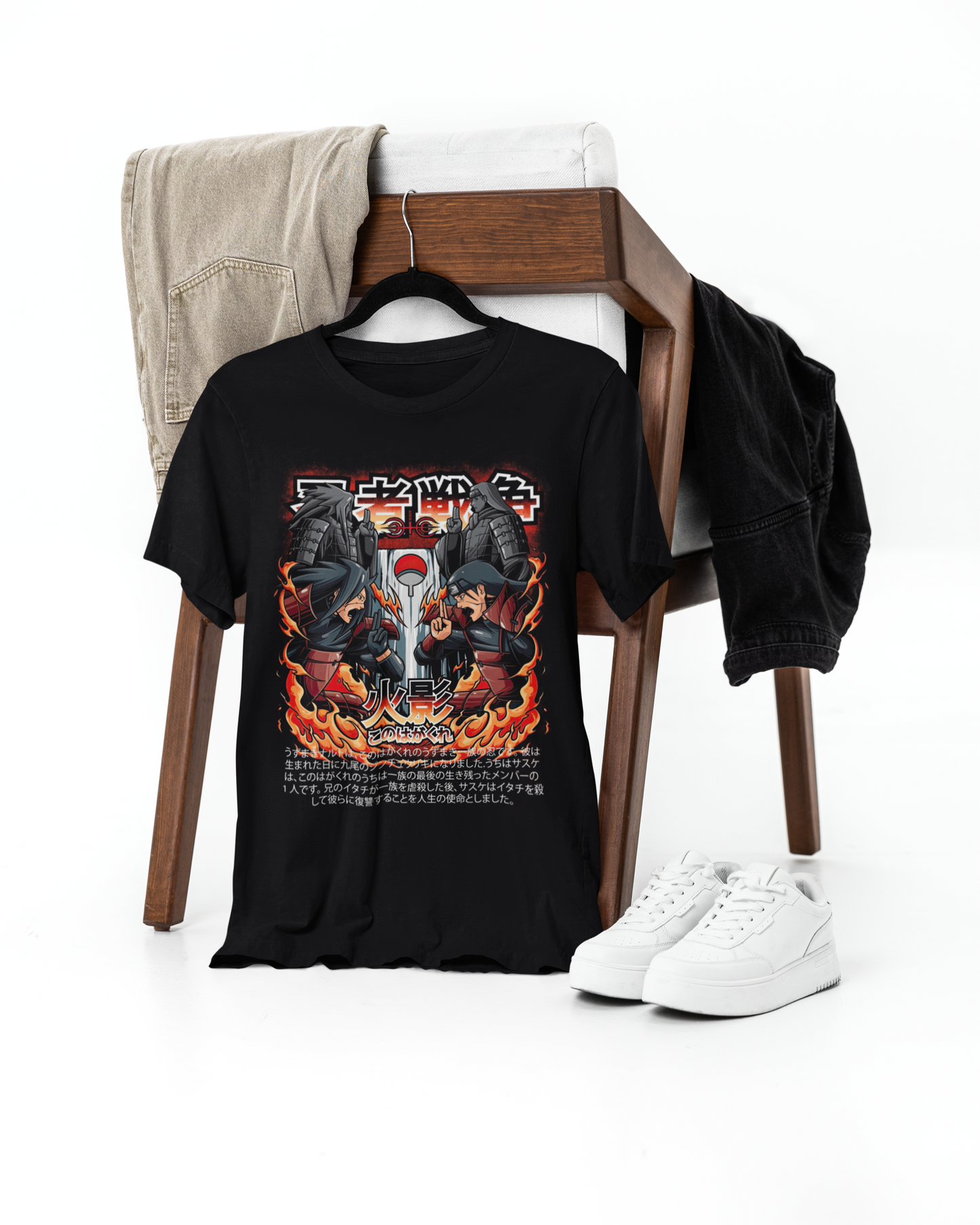 Hashirama vs Madara – Legendary Battle Oversize | Regular Fit | Plus Size Premium Black T-Shirt | S to 7XL