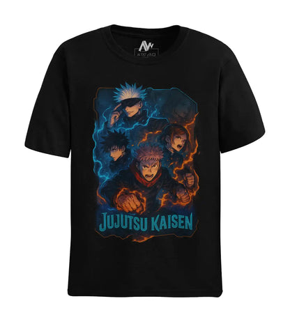 Jujutsu Kaisen Main Characters Premium Multi-Fit T-Shirt | Anime Oversize & Regular | 100% Cotton | 180 GSM | S to 7XL