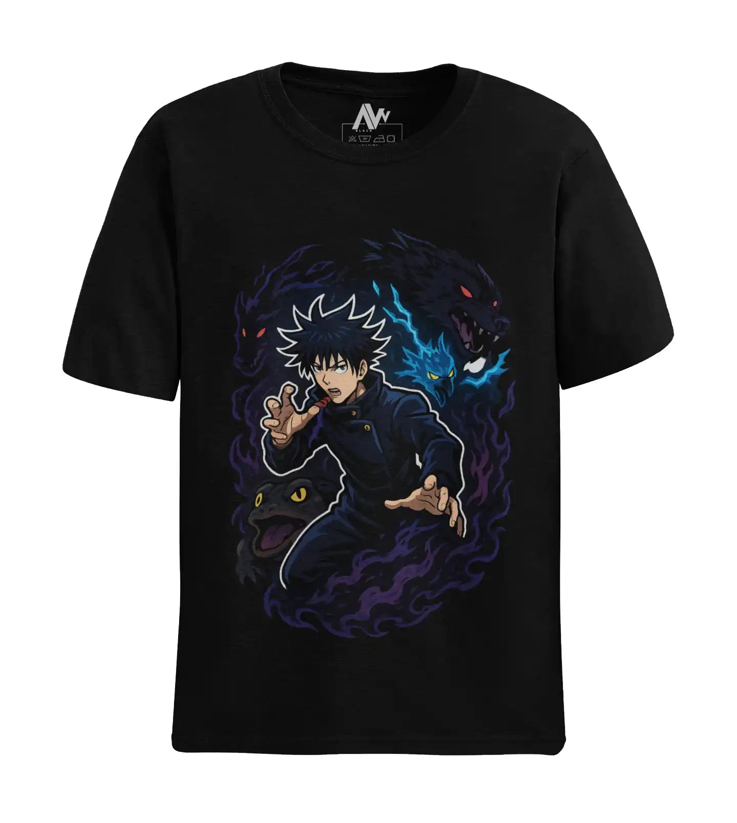 AWBlack jujutsu-kaisen-megumi-fushiguro-divine-shikigami-tshirt