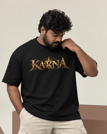 🔥🛕 Karna The Warrior Plus-Size T-Shirt – Mythology Graphic Tee | 180 GSM Cotton S–7XL | AWBlack