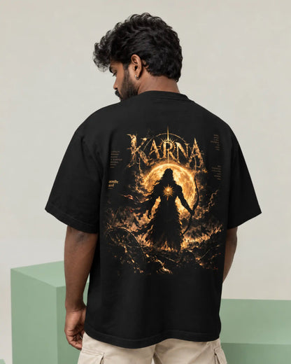 🔥🛕 Karna The Warrior Plus-Size T-Shirt – Mythology Graphic Tee | 180 GSM Cotton S–7XL | AWBlack