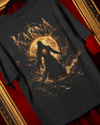 🔥🛕 Karna The Warrior Plus-Size T-Shirt – Mythology Graphic Tee | 180 GSM Cotton S–7XL | AWBlack