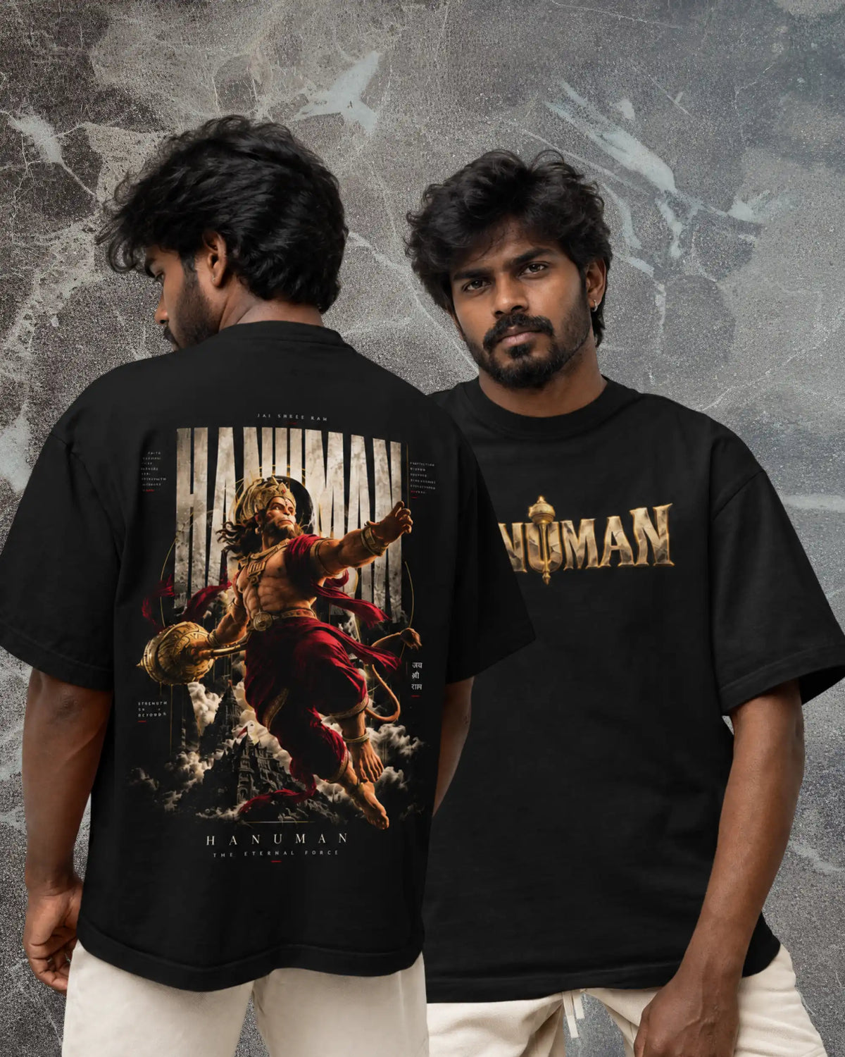 🔥🛕 Lord Hanuman Plus-Size T-Shirt – Mythology Graphic Tee | 180 GSM Cotton S–7XL | AWBlack