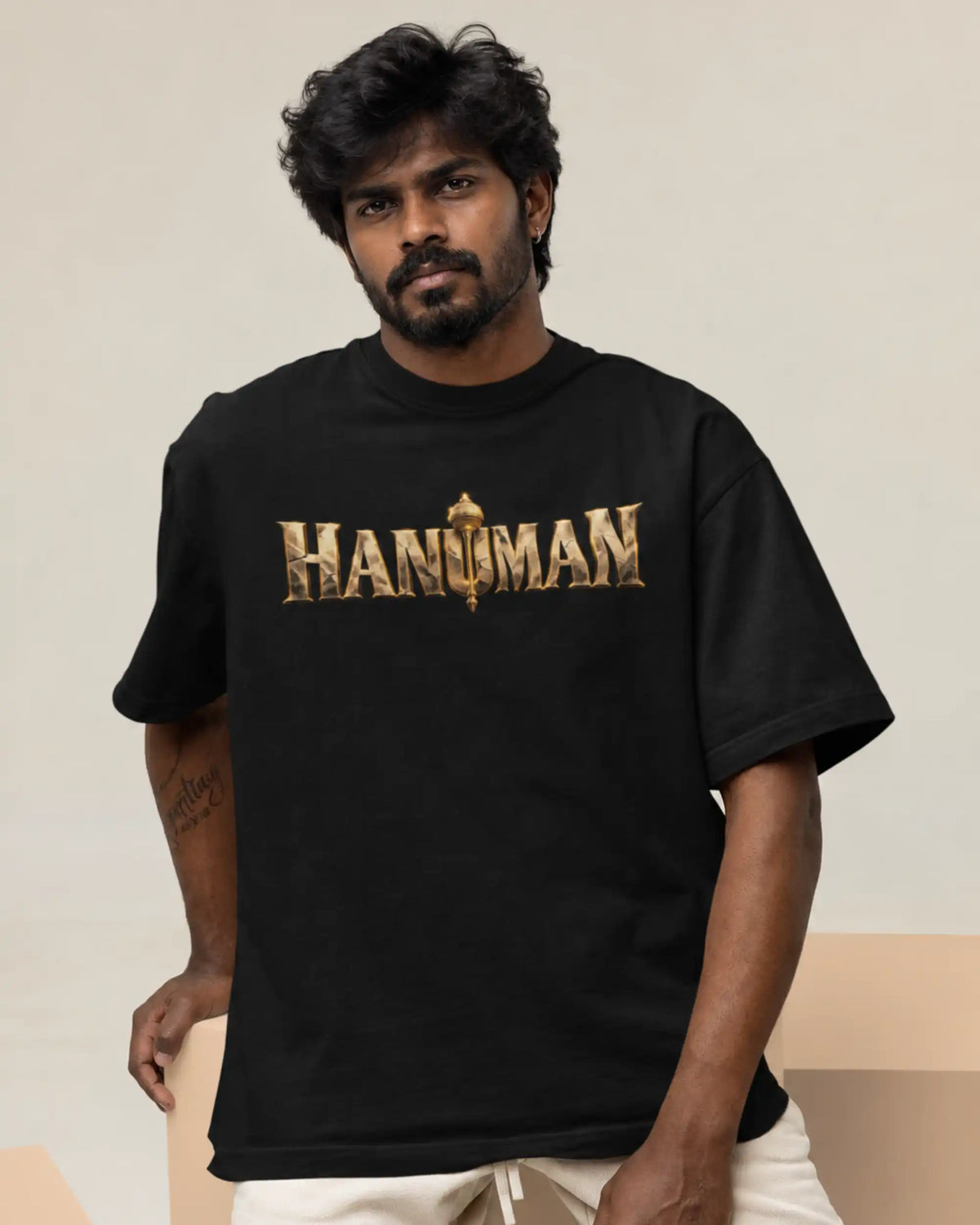 🔥🛕 Lord Hanuman Plus-Size T-Shirt – Mythology Graphic Tee | 180 GSM Cotton S–7XL | AWBlack