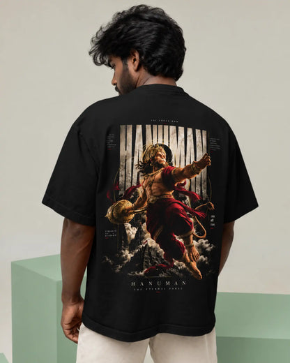 🔥🛕 Lord Hanuman Plus-Size T-Shirt – Mythology Graphic Tee | 180 GSM Cotton S–7XL | AWBlack