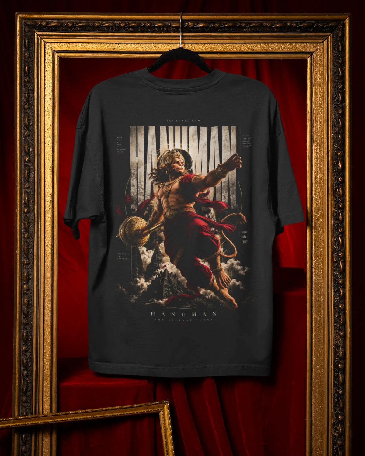 🔥🛕 Lord Hanuman Plus-Size T-Shirt – Mythology Graphic Tee | 180 GSM Cotton S–7XL | AWBlack