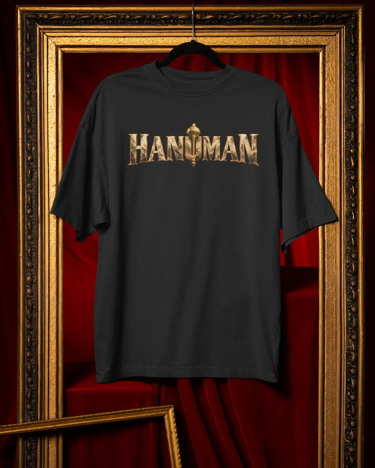 🔥🛕 Lord Hanuman Plus-Size T-Shirt – Mythology Graphic Tee | 180 GSM Cotton S–7XL | AWBlack