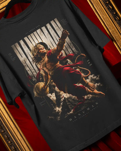 🔥🛕 Lord Hanuman Plus-Size T-Shirt – Mythology Graphic Tee | 180 GSM Cotton S–7XL | AWBlack