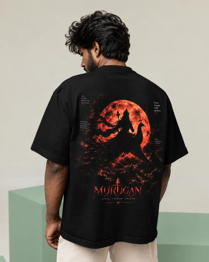 🔥🛕 Lord Murugan Plus-Size T-Shirt – Mythology Graphic Tee | 180 GSM Cotton S–7XL | AWBlack