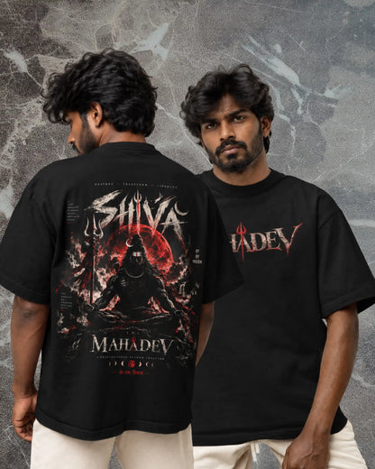 🔥🛕 Lord Shiva Mahadev Plus-Size T-Shirt – Mythology Graphic Tee | 180 GSM Cotton S–7XL | AWBlack
