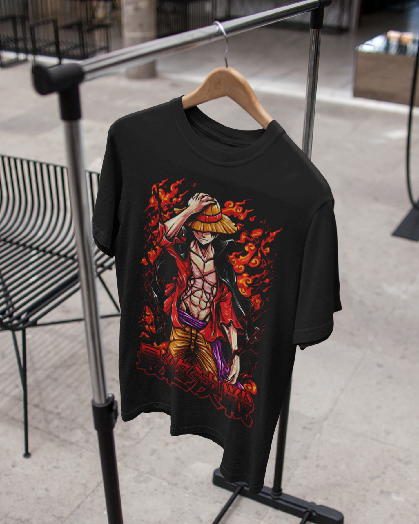 Luffy’s Burning Oversize | Regular Fit | Plus Size Premium Black T-Shirt | S to 7XL