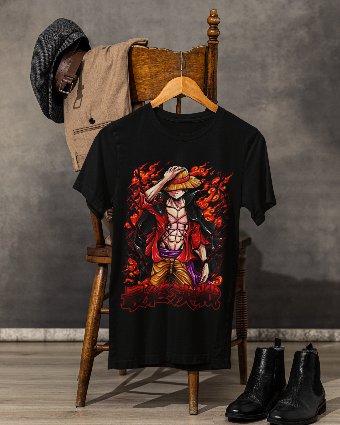 Luffy’s Burning Oversize | Regular Fit | Plus Size Premium Black T-Shirt | S to 7XL
