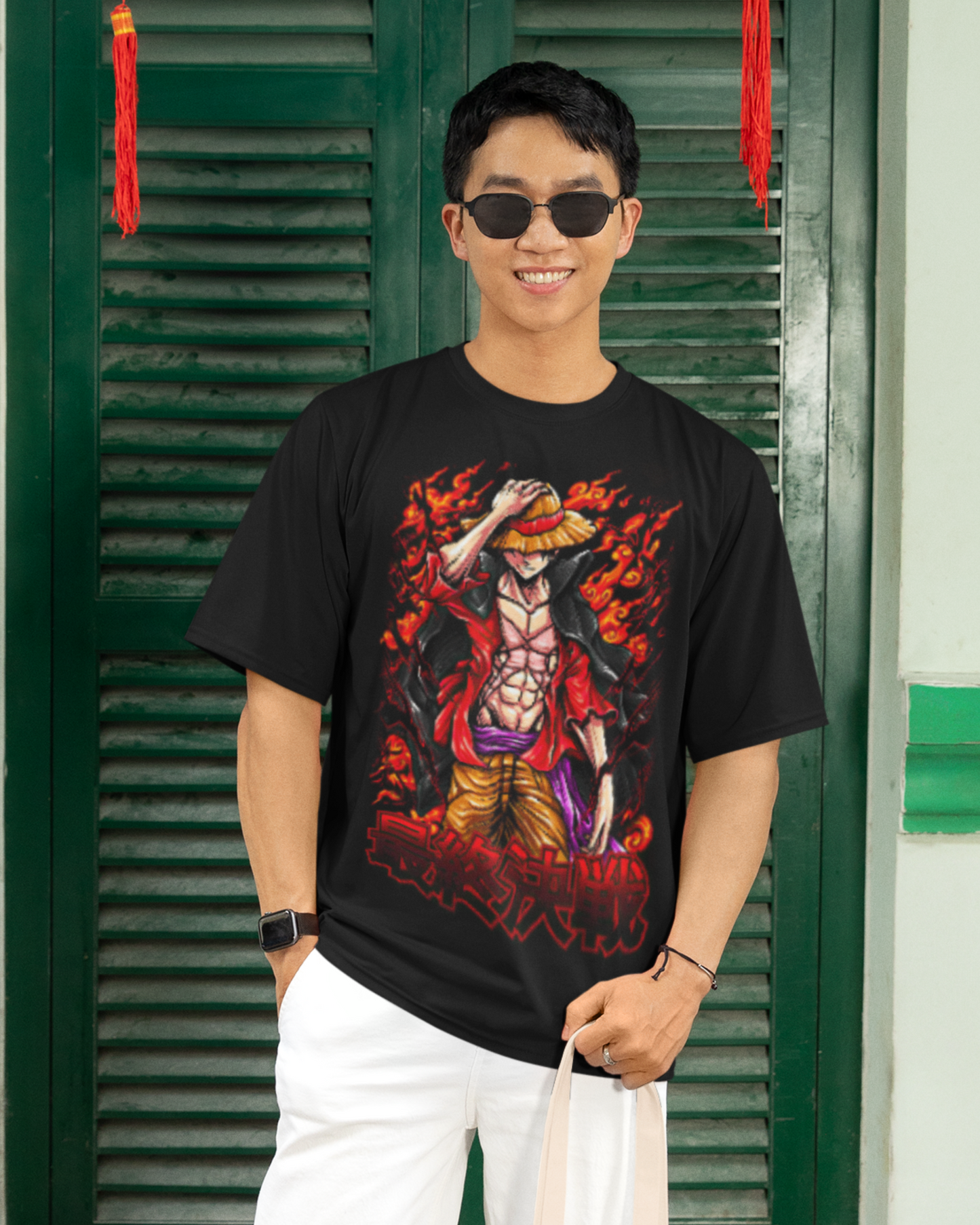 Luffy’s Burning Oversize | Regular Fit | Plus Size Premium Black T-Shirt | S to 7XL