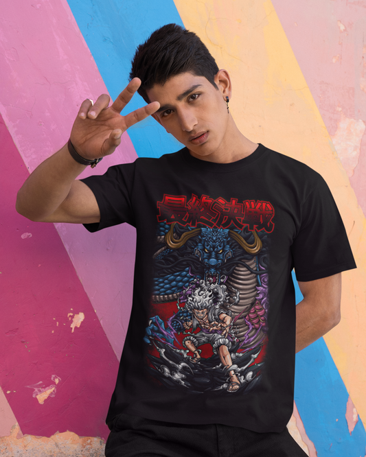 Luffy’s Wrath Dragon Fury Oversize | Regular Fit | Plus Size Premium Black T-Shirt | S to 7XL