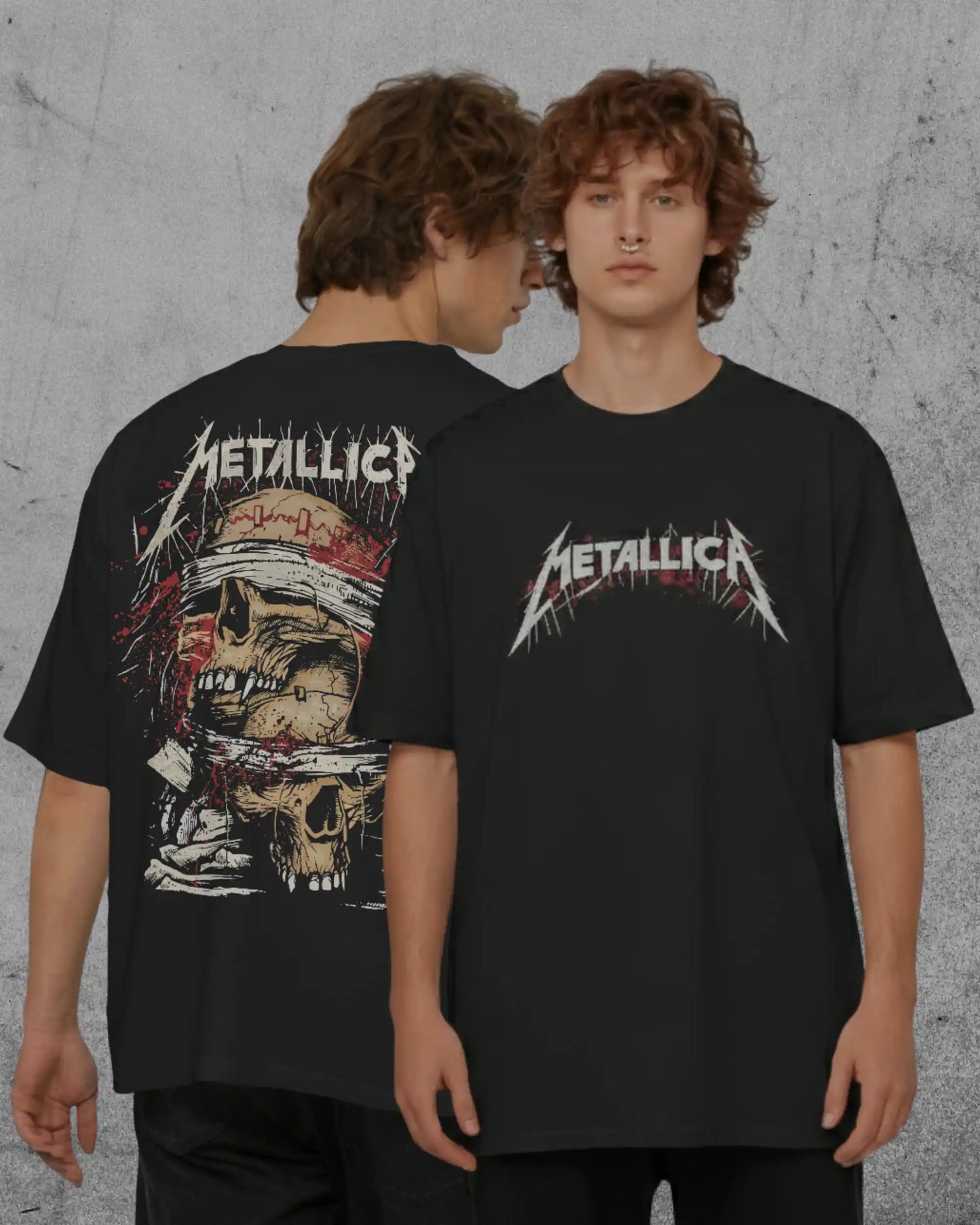 Metallica Oversized T-Shirt | Heavy Metal Rock Band Graphic Tee | 240 GSM Cotton | XS-2XL | AWBlack