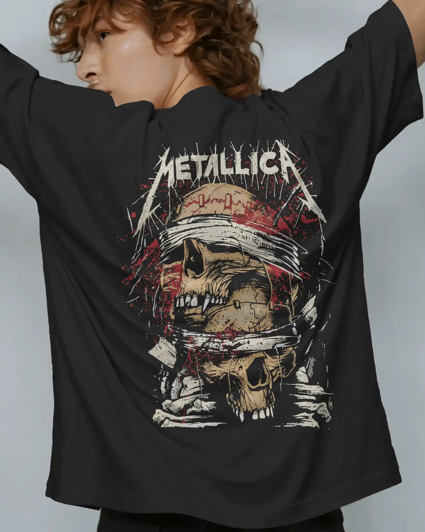 Metallica Oversized T-Shirt | Heavy Metal Rock Band Graphic Tee | 240 GSM Cotton | XS-2XL | AWBlack