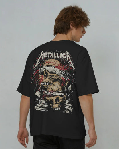 Metallica Oversized T-Shirt | Heavy Metal Rock Band Graphic Tee | 240 GSM Cotton | XS-2XL | AWBlack