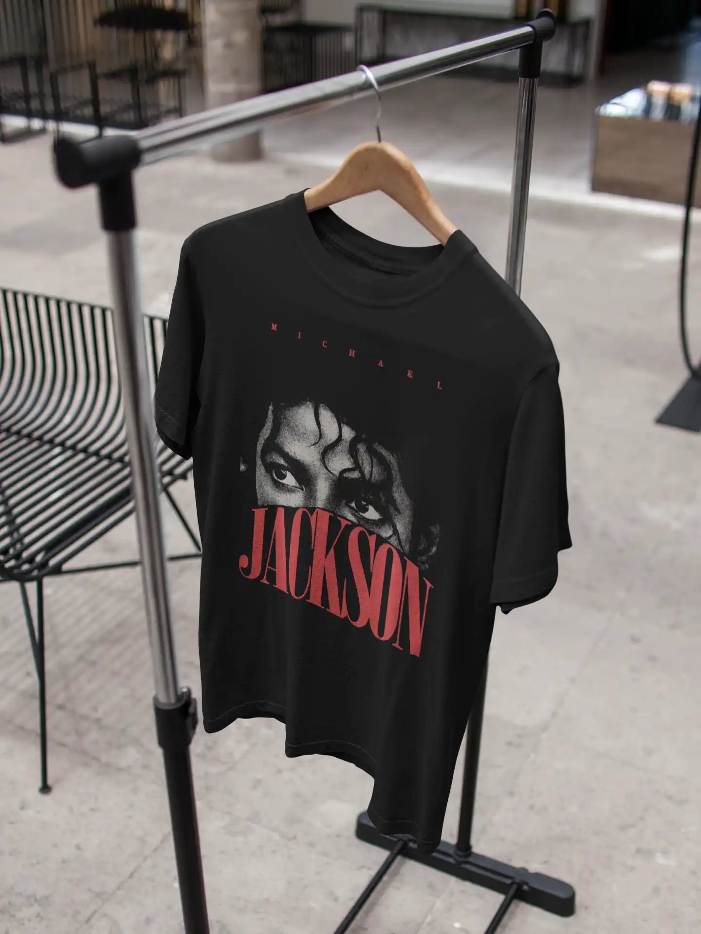 AWBlack Michael Jackson 'Eyes' Vintage Typography Music Graphic T-Shirt for Men | Premium 180 GSM 100% Cotton Printed Black Tee | Regular Fit, Oversize Fit & Plus Size Fit