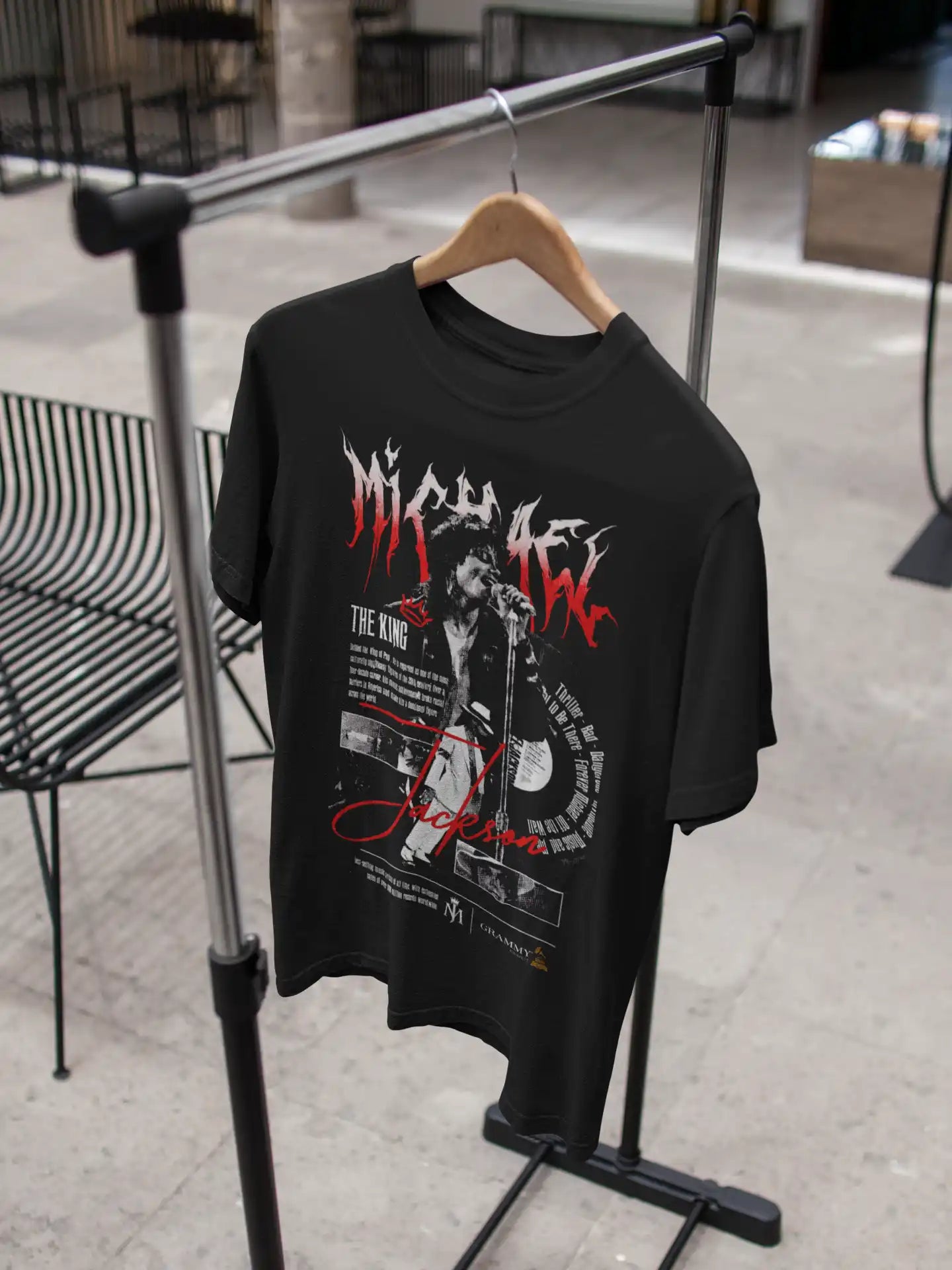 AWBlack Michael Jackson 'The King' Vintage Collage Music Graphic T-Shirt for Men | Premium 180 GSM 100% Cotton Printed Black Tee | Regular Fit, Oversize Fit & Plus Size Fit