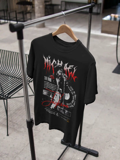 AWBlack Michael Jackson 'The King' Vintage Collage Music Graphic T-Shirt for Men | Premium 180 GSM 100% Cotton Printed Black Tee | Regular Fit, Oversize Fit & Plus Size Fit