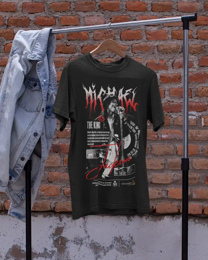 AWBlack Michael Jackson 'The King' Vintage Collage Music Graphic T-Shirt for Men | Premium 180 GSM 100% Cotton Printed Black Tee | Regular Fit, Oversize Fit & Plus Size Fit