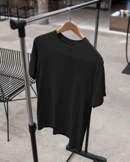 AWBlack Pure Black Classic – Solid Black Premium T-Shirt | Oversize Regular Fit | Plus Size T-Shirt | S to 7XL