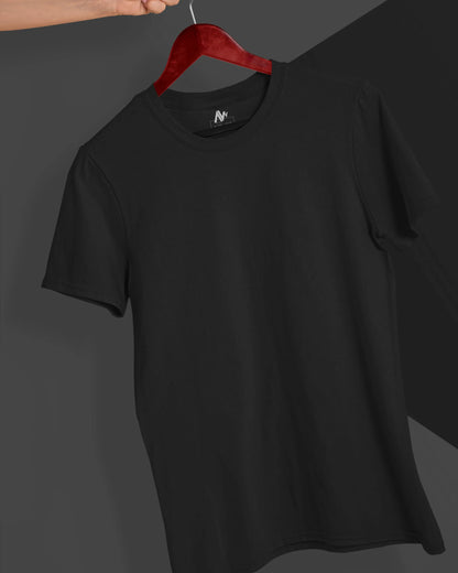 AWBlack Pure Black Classic – Solid Black Premium T-Shirt | Oversize Regular Fit | Plus Size T-Shirt | S to 7XL