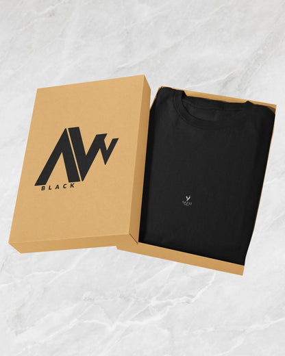 AWBlack Pure Black Classic – Solid Black Premium T-Shirt | Oversize Regular Fit | Plus Size T-Shirt | S to 7XL