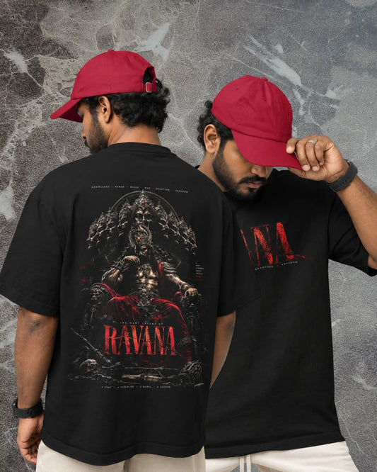 🔥🛕 Ravana Dark King Plus-Size T-Shirt – Mythology Graphic Tee | 180 GSM Cotton S–7XL | AWBlack