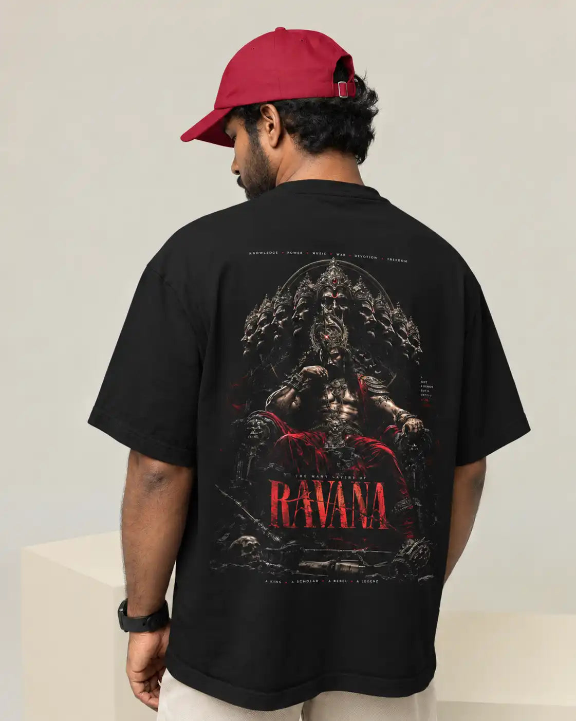 🔥🛕 Ravana Dark King Plus-Size T-Shirt – Mythology Graphic Tee | 180 GSM Cotton S–7XL | AWBlack