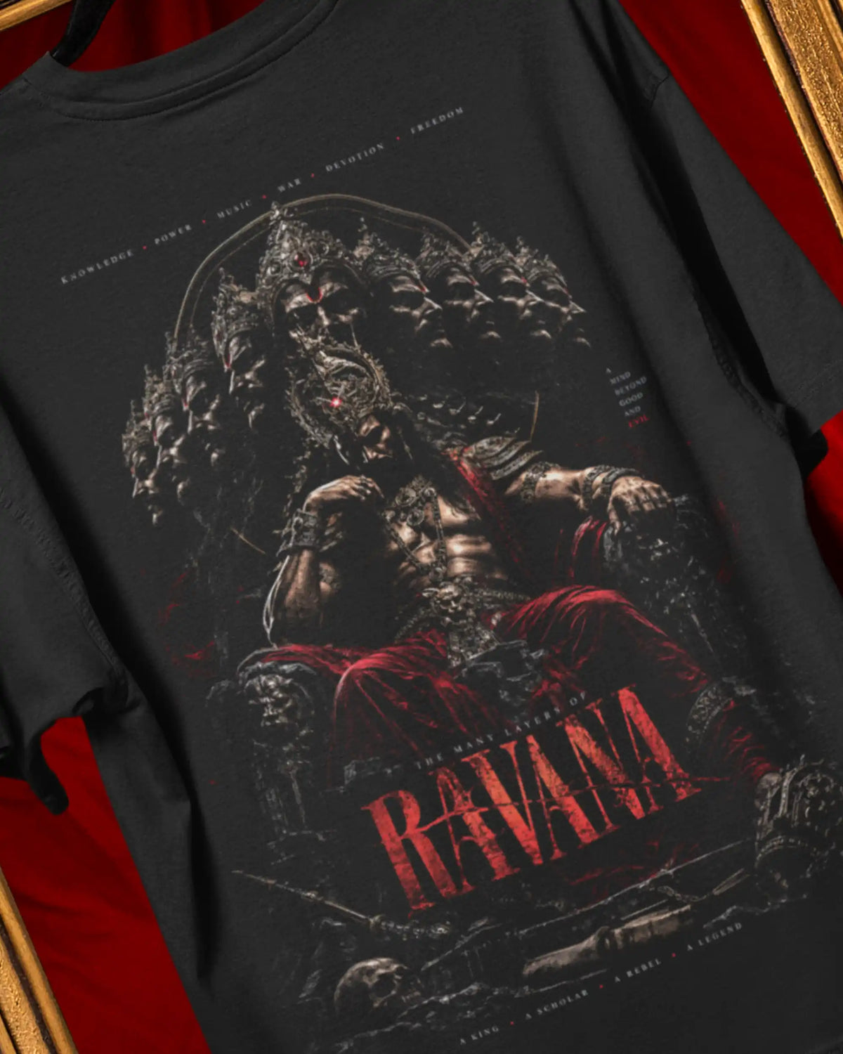 🔥🛕 Ravana Dark King Plus-Size T-Shirt – Mythology Graphic Tee | 180 GSM Cotton S–7XL | AWBlack