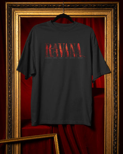 🔥🛕 Ravana Dark King Plus-Size T-Shirt – Mythology Graphic Tee | 180 GSM Cotton S–7XL | AWBlack
