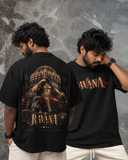 🔥🛕 Ravana Sovereign Plus-Size T-Shirt – Mythology Graphic Tee | 180 GSM Cotton S–7XL | AWBlack