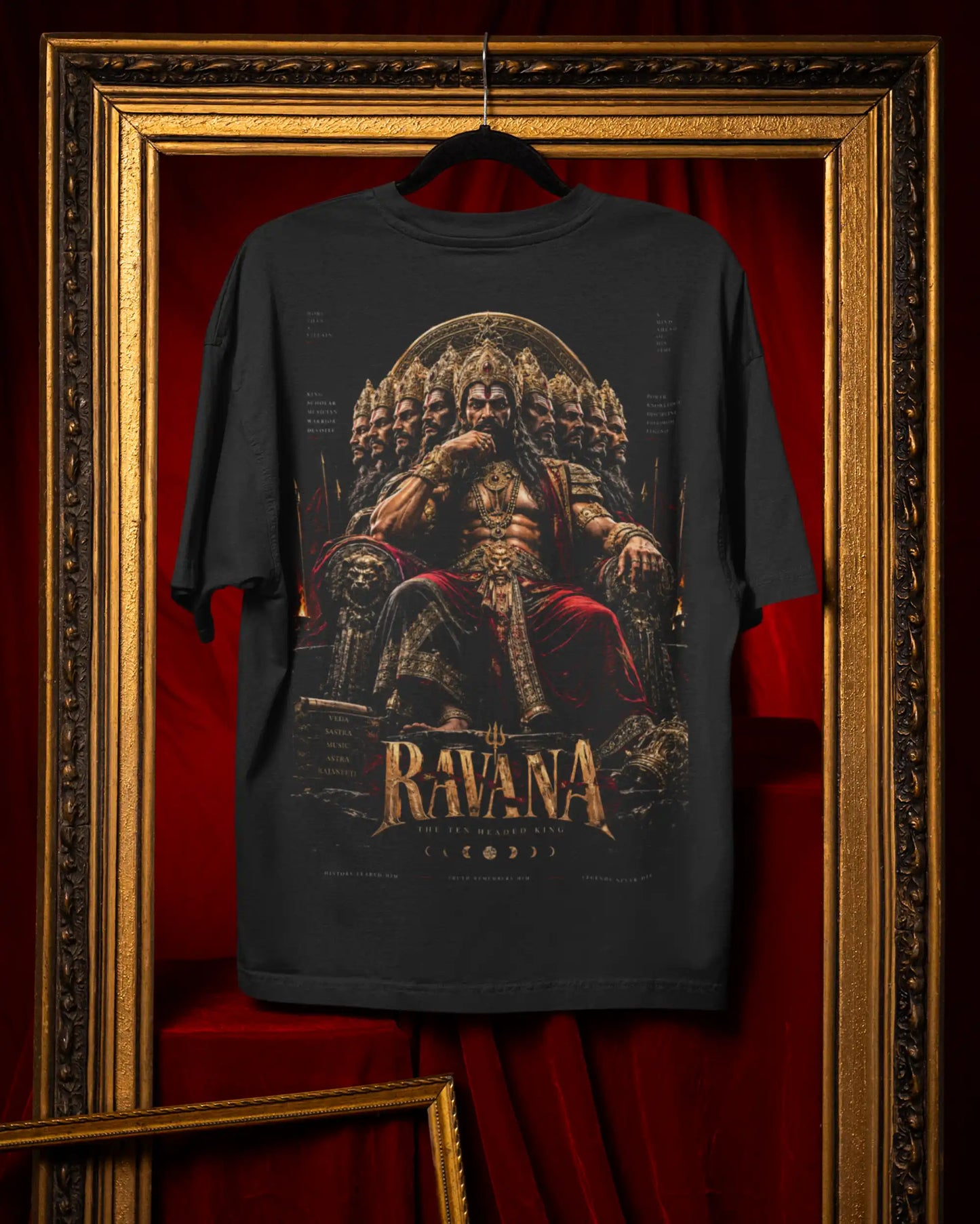 🔥🛕 Ravana Sovereign Plus-Size T-Shirt – Mythology Graphic Tee | 180 GSM Cotton S–7XL | AWBlack