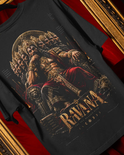 🔥🛕 Ravana Sovereign Plus-Size T-Shirt – Mythology Graphic Tee | 180 GSM Cotton S–7XL | AWBlack