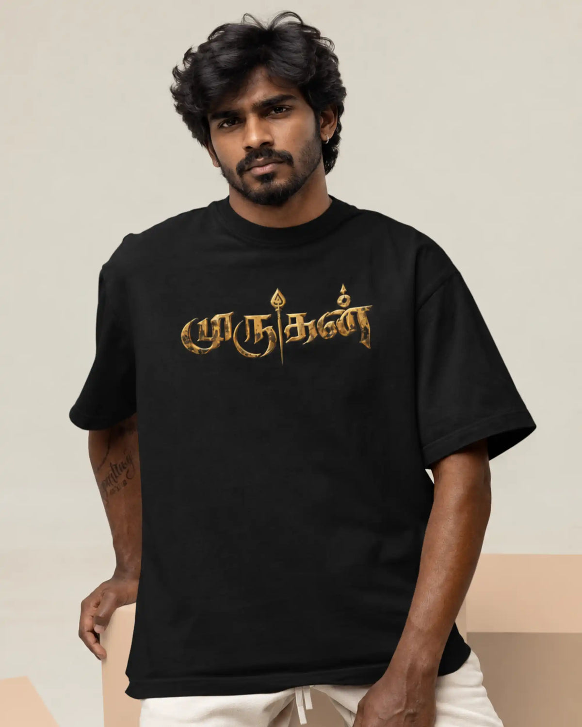🔥🛕 Tamil Murugan Plus-Size T-Shirt – Mythology Graphic Tee | 180 GSM Cotton S–7XL | AWBlack