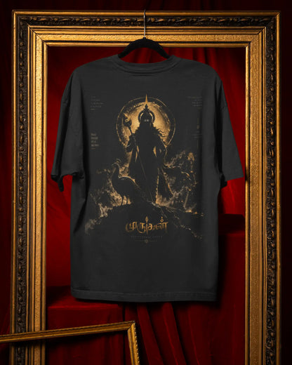🔥🛕 Tamil Murugan Plus-Size T-Shirt – Mythology Graphic Tee | 180 GSM Cotton S–7XL | AWBlack