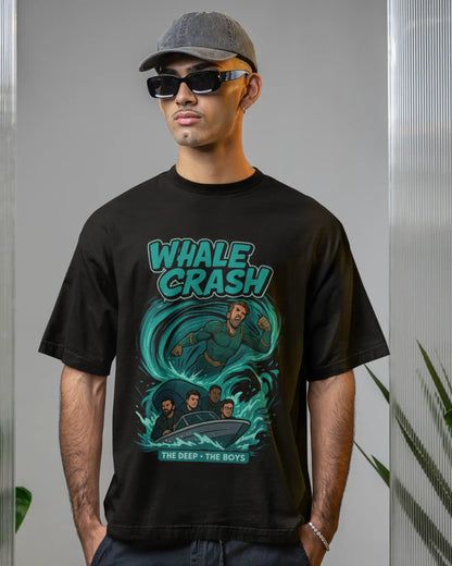 The Deep Whale Crash The Boys T-Shirt | Multi-Fit Premium 180 GSM | S-7XL