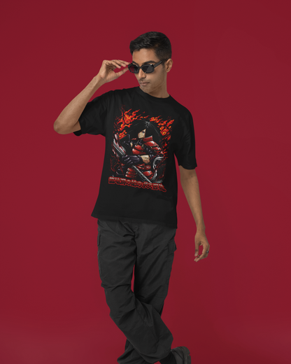 Uchiha Inferno Oversize | Regular Fit | Plus Size Premium Black T-Shirt | S to 7XL
