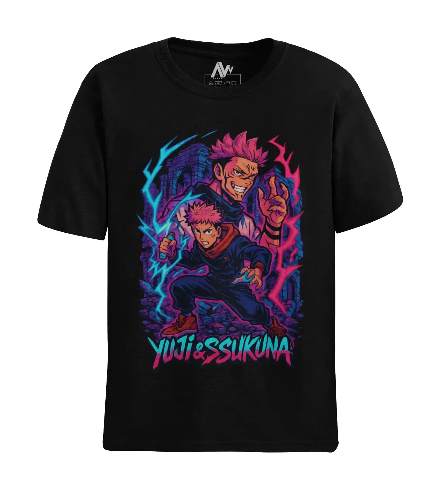 AWBlack yuji-sukuna-dual-power-graphic-tshirt