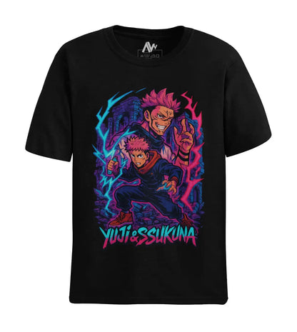 AWBlack yuji-sukuna-dual-power-graphic-tshirt