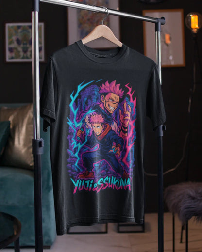 AWBlack yuji-sukuna-dual-power-graphic-tshirt