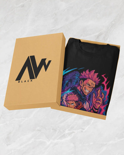AWBlack yuji-sukuna-dual-power-graphic-tshirt