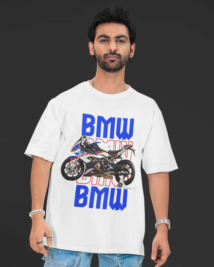 BMW S1000RR White Motorcycle Bike T-Shirt  | Multi-Fit Premium 180 GSM | S-7XL